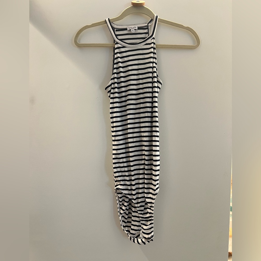 Splendid Black and White Striped Bodysuit